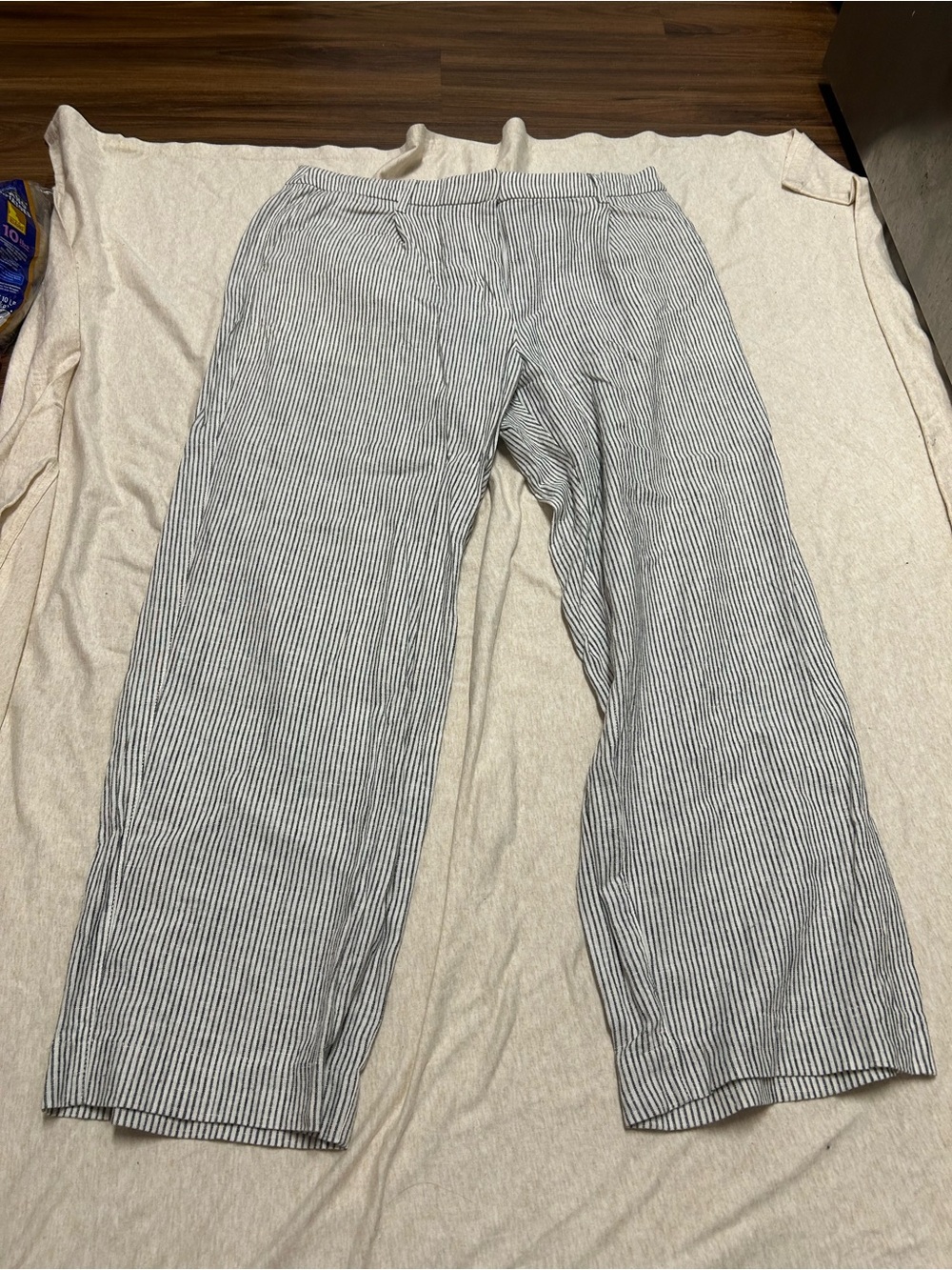 Old Navy Wide Leg Linen Blend Pants Trousers Striped Lightweight Flowy